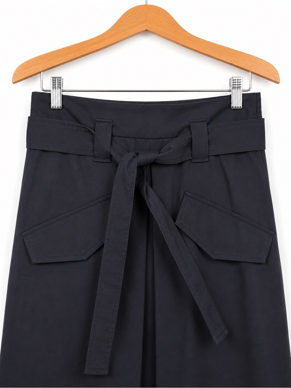 Dorothee Schumacher Black Midi Skirt Belted A-Line Cotton Blend Size 0 Germany - Picture 4 of 11